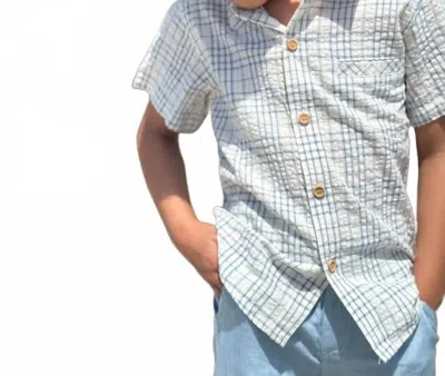Me & Henry Kids' Boys Newport Woven Shirt In Chambray/cream Plaid In Multi