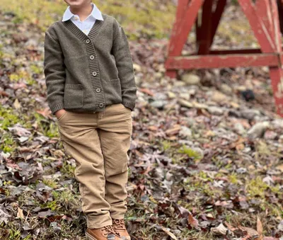 Me & Henry Kids' Duncan Cotton Cardigan In Green
