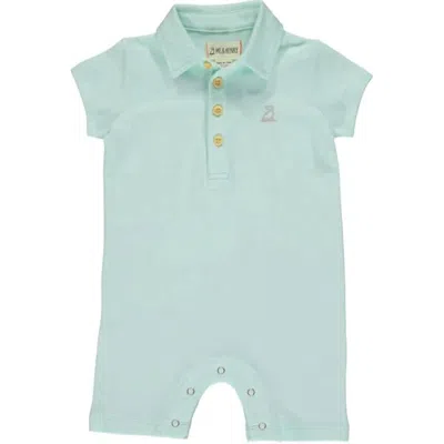 Me & Henry Kid's Drift Polo Romper In Mint In Green
