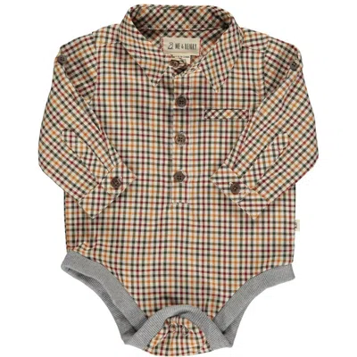 Me & Henry Kid's Jasper Onesie In Navy/gold In Multi