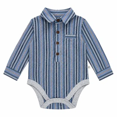 Me & Henry Kid's Plaid Onesie In Jasper Blue