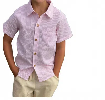 Me & Henry Kid's Seersucker Woven Shirt In Pink