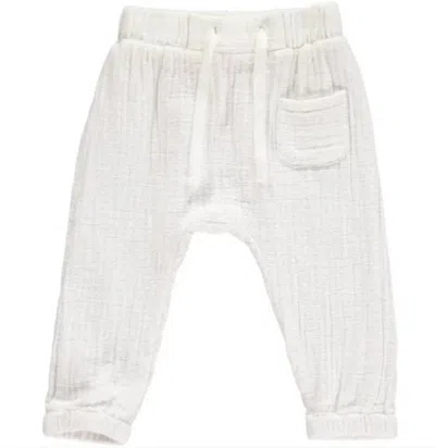 Me & Henry Kids' Bosun Cotton Gauze Pants In White