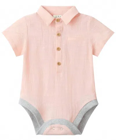 Me & Henry Kids' Helford Woven Onesie In Peach In Pink