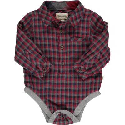 Me & Henry Kids Jasper Multi Plaid Woven Onesie In Red In Burgundy