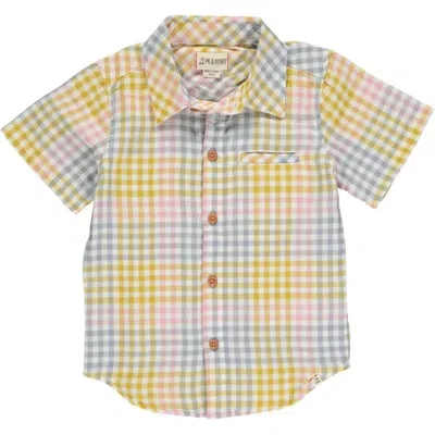 Me & Henry Kids' Maui Aqua Woven Shirt In Yellow Plaid In Multi