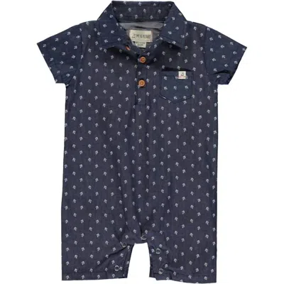Me & Henry Kids Maui Romper In Chambray Anchor In Multi