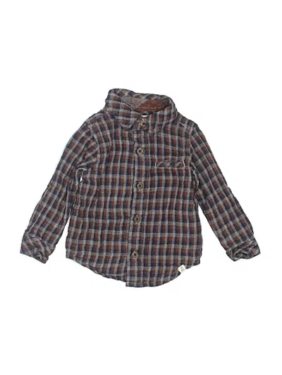 Pre-owned Me And Henry Kids' Long Sleeve Button Down Shirt In Brown
