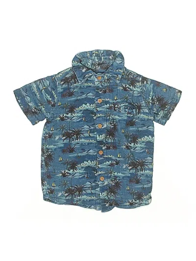 Pre-owned Me And Henry Kids' Short Sleeve Button Down Shirt In Blue