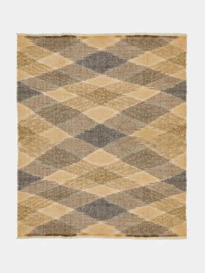 Me & K Check Ikat Cashmere Throw (67in/1.7m) In Brown