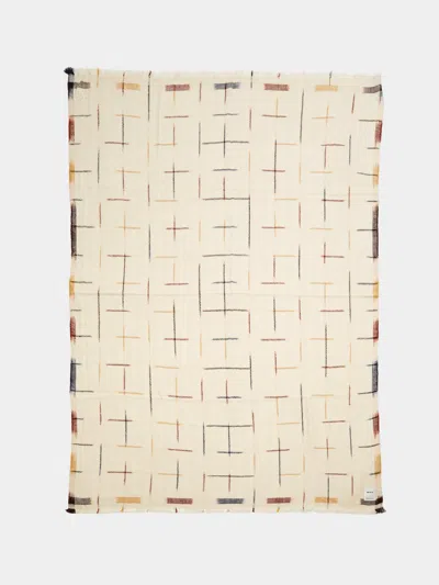 Me & K Ikat Cashmere Throw Ivory/honey/brown (67in/1.7m)  Abask Luxury Gift