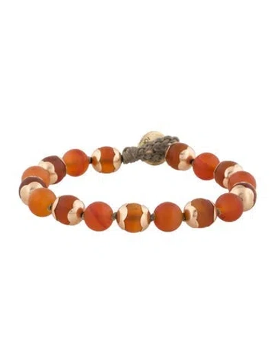Pre-owned Me&ro 10k Carnelian Cord Bead Bracelet, 6.25" In Multi