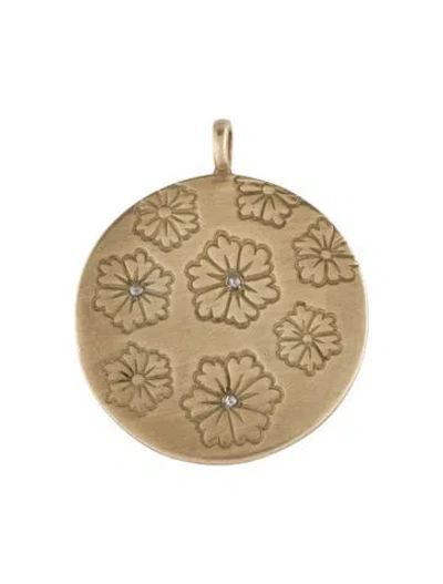 Pre-owned Me&ro 10k Diamond Geisha Flower Disc Pendant In Multi