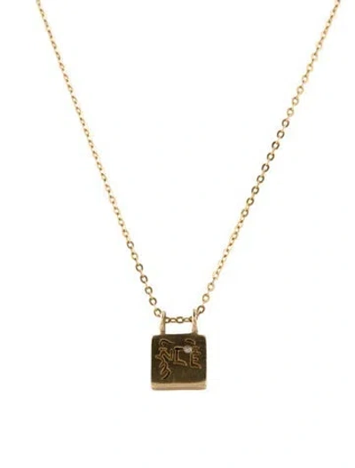 Pre-owned Me&ro 10k Diamond Tiny Compassion Slate Pendant W/ Unbranded 18k Necklace, 18" In Multi