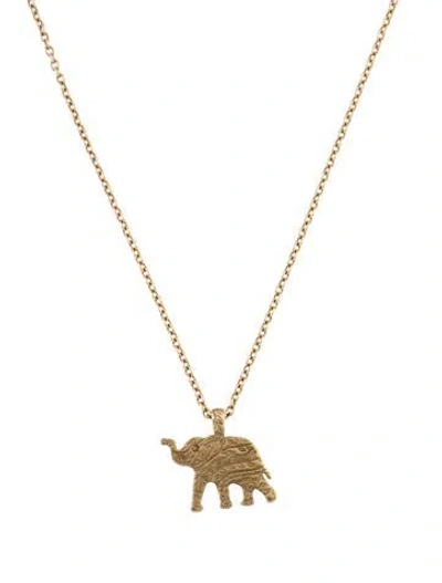 Pre-owned Me&ro 10k Elephant Pendant Necklace, 17.5" In Multi