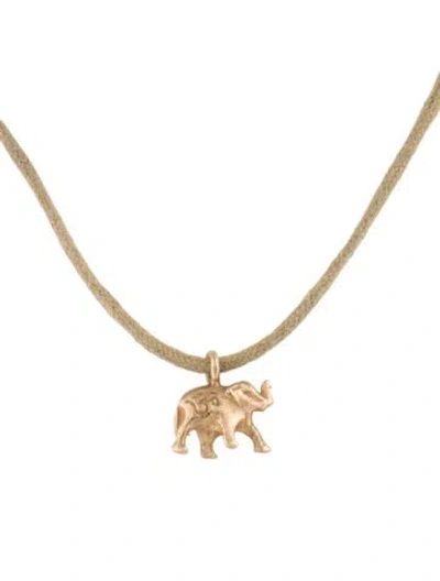 Pre-owned Me&ro 10k Labradorite Elephant Pendant Necklace, .25" In Multi