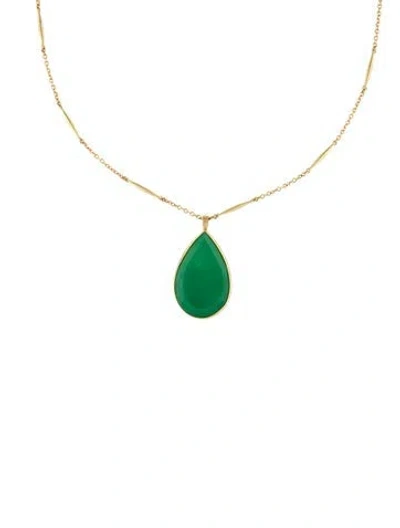 Pre-owned Me&ro 18k Chrysoprase Pendant Necklace, 24" In Multi