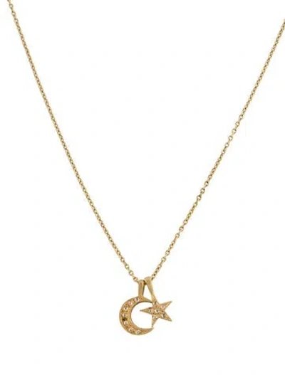 Pre-owned Me&ro 18k Diamond Bombay Moon & Star Pendant Necklace, 18" In Multi