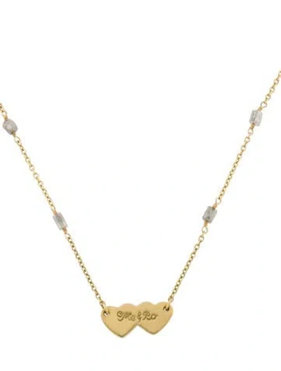 Pre-owned Me&ro 18k Diamond Double Heart Pendant Necklace, 16" In Multi