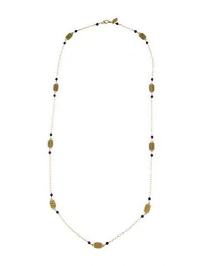 Pre-owned Me&ro 18k Lapis Lazuli Station Necklace, 24" In Multi