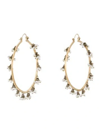 Pre-owned Me&ro 18k Pearl Hoop Earrings In Multi