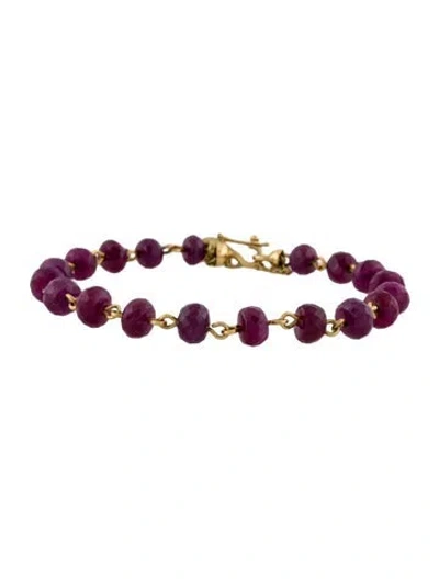 Pre-owned Me&ro 18k Ruby Bead Bracelet, 7" In Multi