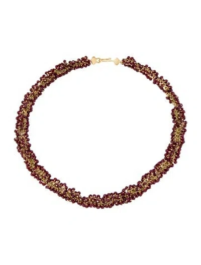 Pre-owned Me&ro 18k Ruby Beaded Choker Necklace, 15" In Multi