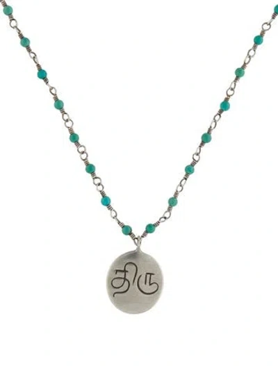 Pre-owned Me&ro Turquoise Sacre Pendant Necklace, 15.75" In Multi