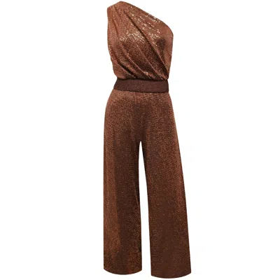 Me&thee Brown / Neutrals Lady Luck Copper Sequin Jumpsuit