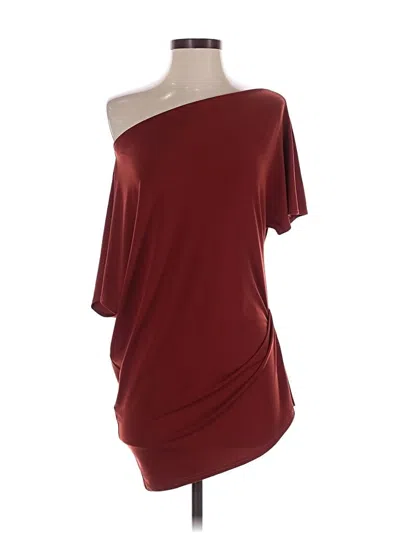 Pre-owned Me&thee Short Sleeve Top Brown Off The Shoulder Neckline Tops
