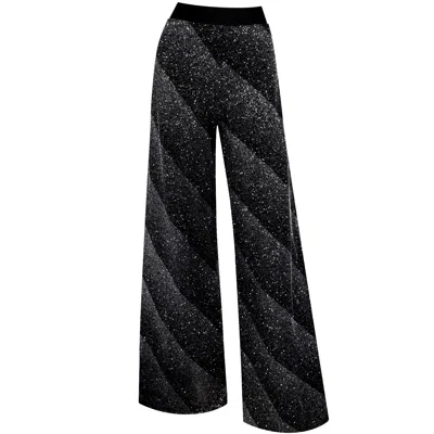 Me&thee Women's Black / Silver Magical Realism Black & Sliver Velvet Trousers In Black/silver