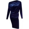 Me&thee Women's Blue Midnight Sky Navy Velvet Drop Shoulder Dress In Blue