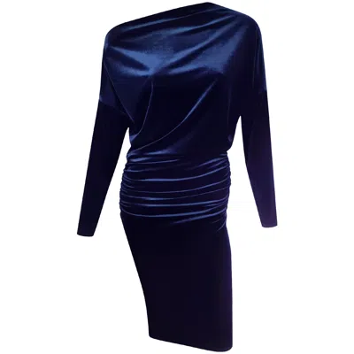 Me&thee Women's Blue Midnight Sky Navy Velvet Drop Shoulder Dress