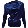 Me&thee Women's Blue Moonstruck Navy Velvet Drop Shoulder Top In Blue