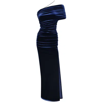 Me&thee Women's Blue On The Qt Navy Velvet Maxi Dress