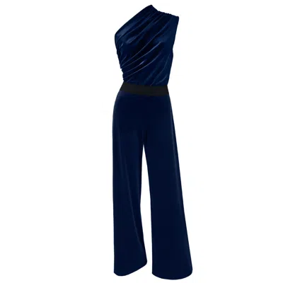 Me&thee Women's Blue One Good Turn Navy Velvet Jumpsuit