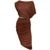 Me&thee Women's Brown Leave It Be Copper Drop Shoulder Dress In Multi