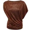 Me&thee Women's Brown / Neutrals Lend An Ear Copper Sequin Top In Multi