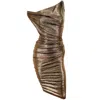 Me&thee Women's Brown / Neutrals Lovey Dovey Bronze Metallic Dress In Brown