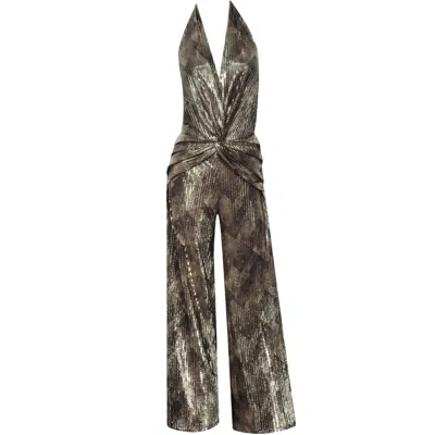 Me&thee Women's Not On Your Nelly Gold Metallic Jumpsuit In Green