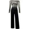 Me&thee Women's Gold / Black Melody Maker Gold Metallic Ruche Jumpsuit In Black