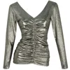 Me&thee Women's Gold Mother Tongue Metallic Long Sleeve Top In Silver