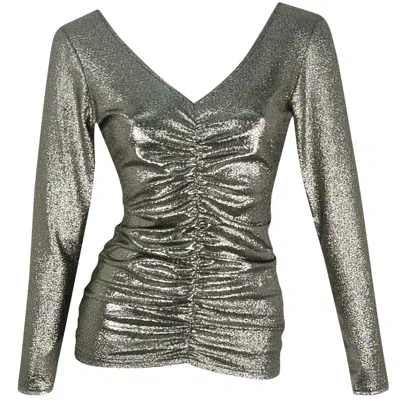 Me&thee Women's Gold Mother Tongue Metallic Long Sleeve Top In Silver
