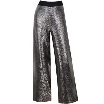 Me&thee Women's Grey / Silver Memory Lane Gunmetal Metallic Trousers In Multi