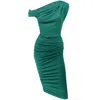 Me&thee Women's La La Land Green Twist Shoulder Dress In Green
