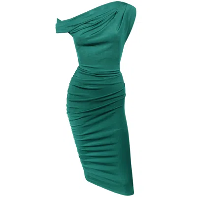 Me&thee Women's La La Land Green Twist Shoulder Dress