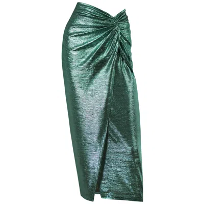 Me&thee Women's Likewise Green Metallic Skirt