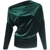 Me&thee Women's Mixed Blessings Green Velvet Drop Shoulder Top In Green