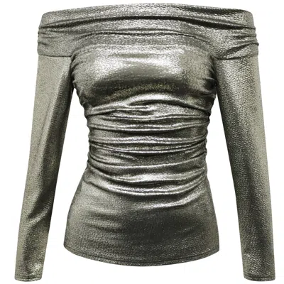 Me&thee Women's Motley Crew Gold Metallic Ruche Top