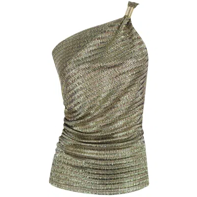 Me&thee Women's Name's Sake Yellow Gold One Shoulder Top In Green